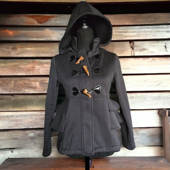 NWOT PINK PLATINUM (10/12) Girls Hooded Peacoat with Ruffles for Spring or Fall - Picture 1 of 7